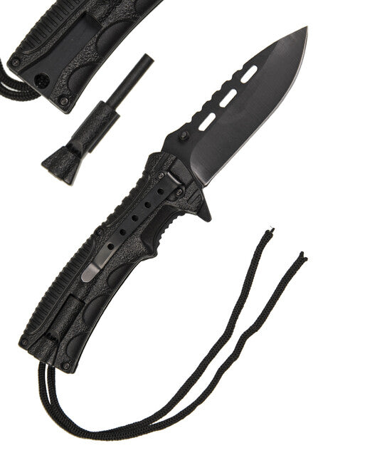 Mil-Tec Einhandmesser Paracord m.fire starter schwarz