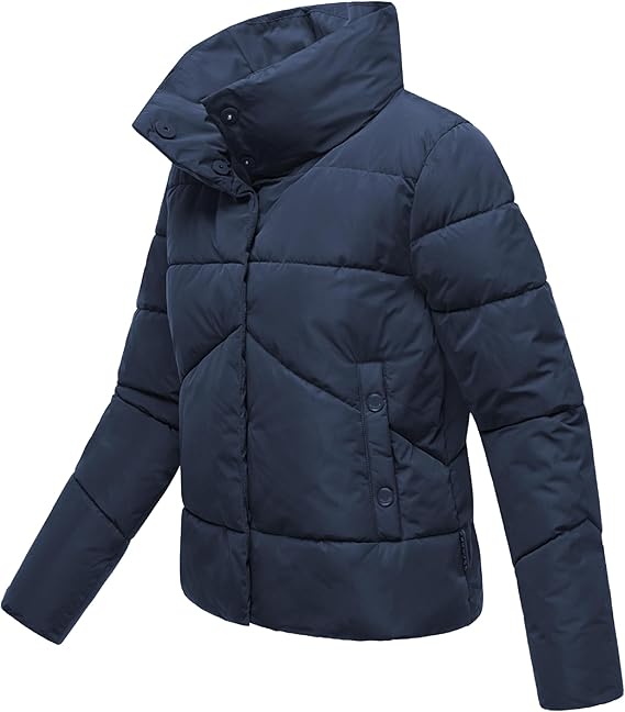 Marikoo Jalliaa damen kurze Winterjacke mit hohem kragen, navy blue