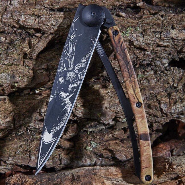 Deejo Tattoo Klappmesser schwarz braun camo Deer