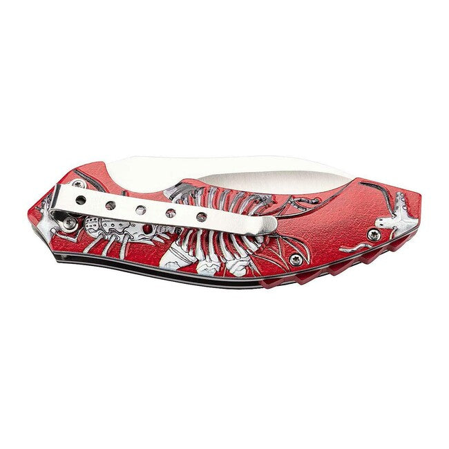 Herbertz taschenmesser 8,5cm, aluminium, rot, kybernetisches Skelett