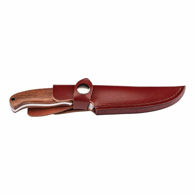 Herbertz Allzweck-Gürtelmesser 9 cm, damast, cocobolo-holz, lederscheide