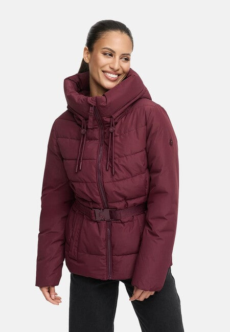 Marikoo HIMEE 16 damen Winterjacke mit hohem Kragen und Saum, wine
