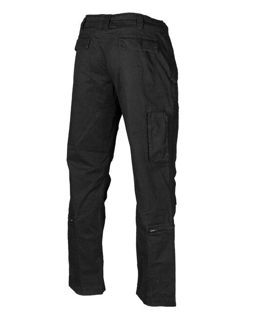Mil-Tec Vintage Baumwoll Fliegerhosen mit geradem Schnitt, vorgewaschen, schwarz