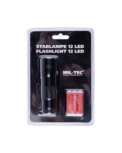 Mil-Tec stablampe 12 led (3aaa) schwarz