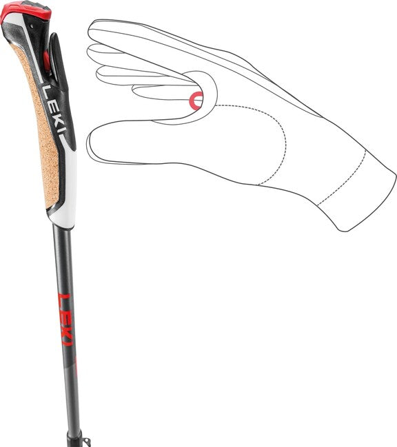 LEKI Instructor Lite Nordic Walking stöcke, dunkel-anthrazit-silber-grau-hellrot, 100 - 125 cm