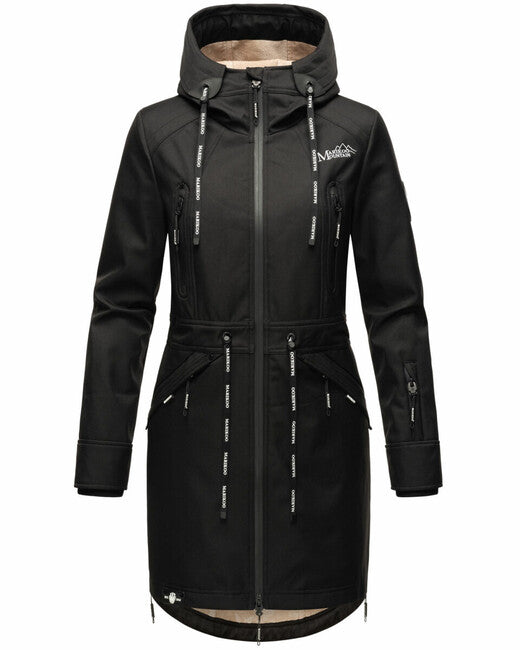 Marikoo Racquelle damen softshelljacke mit kapuze, schwarz