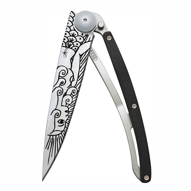 Deejo Tattoo Schließmesser ebony wood Mermaid