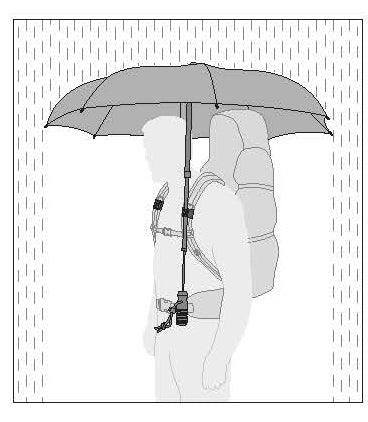EuroSchirm teleScope hands-free teleskop-trekkingschirm mit rucksackbefestigung, schwarz