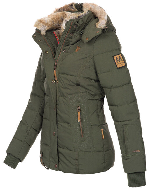 Marikoo Nekoo damen winterjacke mit kapuze, oliv