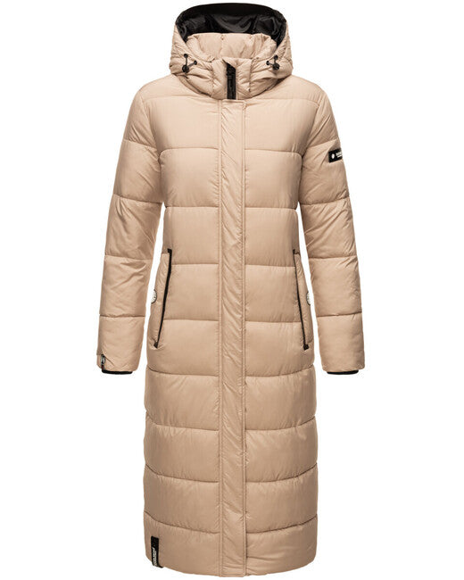 Navahoo Isalie damen lange Winterjacke mit Kapuze, taupe
