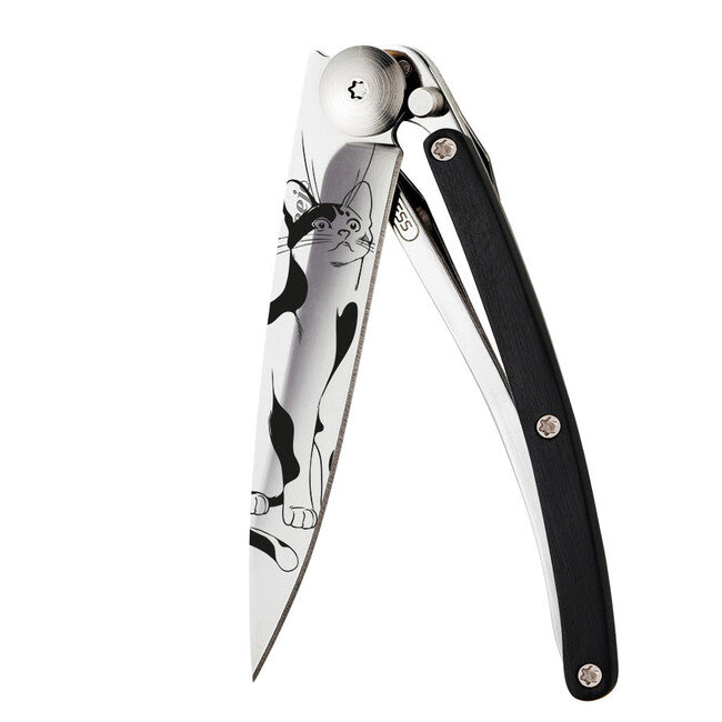 Deejo Tattoo schließmesser ebony wood cat