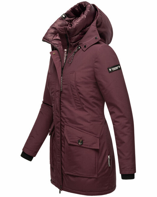 Navahoo Blizzardstorm damen Winterjacke mit Kapuze, weinrot