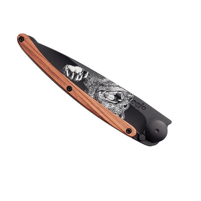 Deejo Tattoo Schließmesser grizzly black coralwood