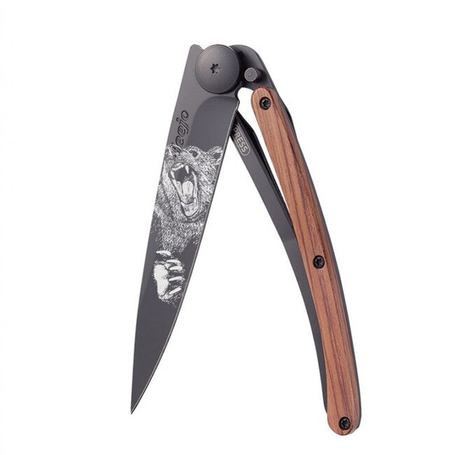 Deejo Tattoo Schließmesser grizzly black coralwood