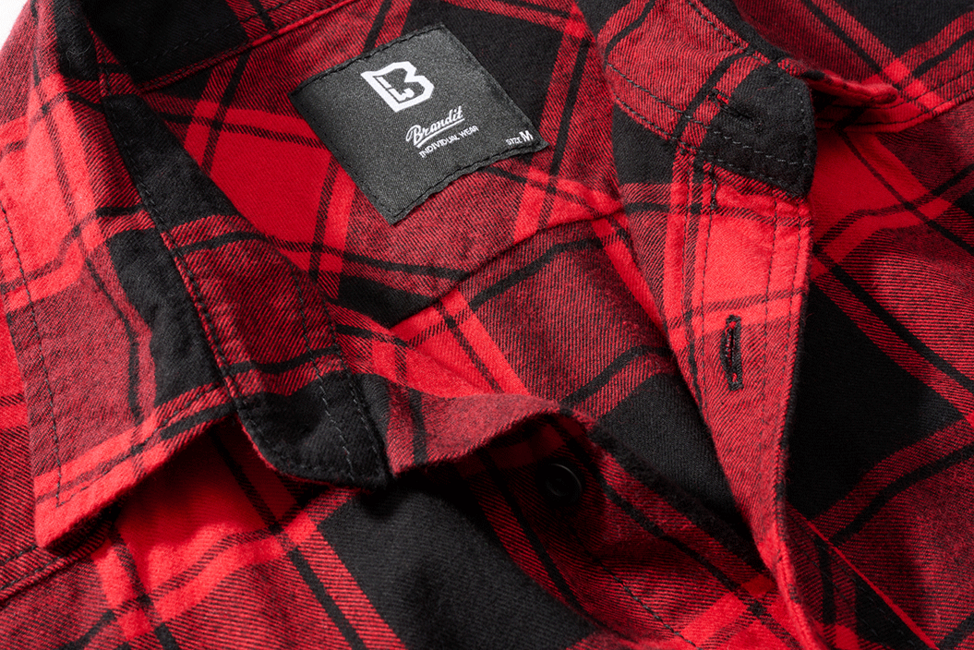 Brandit Check kurzarmhemd, rot/schwarz