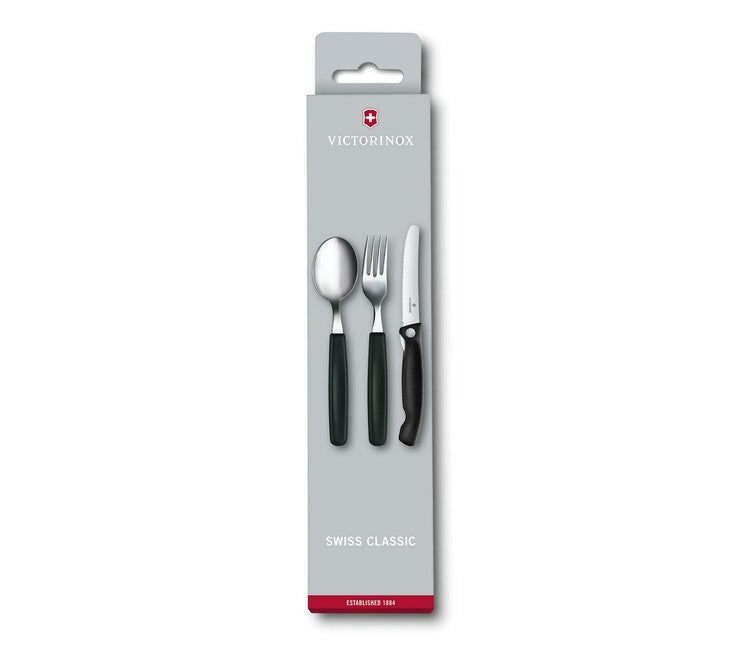 Victorinox Swiss Classic 3-dielna príborová súprava, čierna