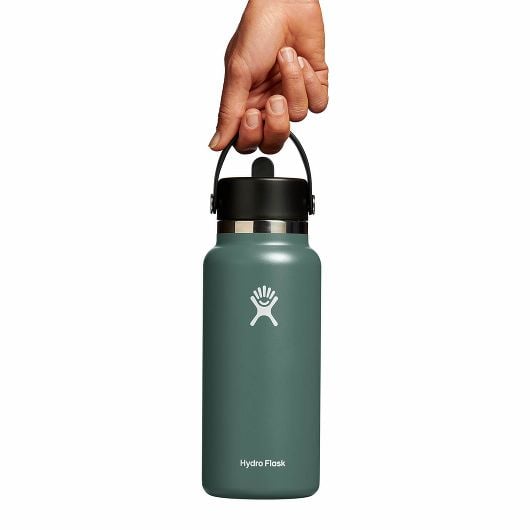 Hydro Flask Breite Thermosflasche mit Mundstück 32 OZ Wide Flex Straw Cap, tanne