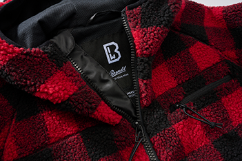 Brandit Teddyfleece Worker fleece-kapuzenjacke, rot/schwarz