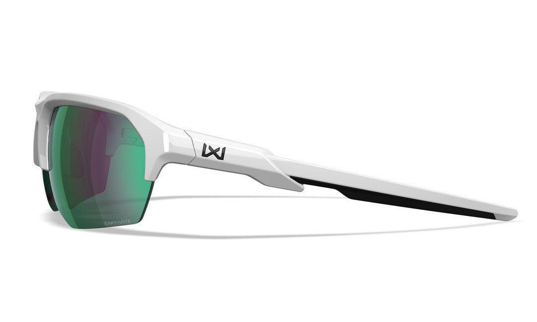 Wiley X Jackal Sunglasses, Captivate Polarized Green Mirror, Polished White