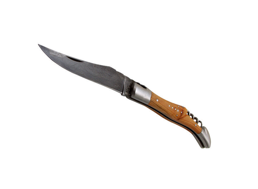 Laguiole DUB071 damaszenerstahl taschenmesser Klinge 12cm korkenzieher griff aus wacholder