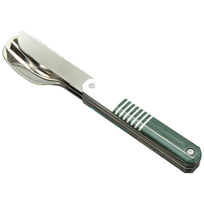 AKINOD Magnetisches reisebesteck, grünes mariniere-spiegelfinish