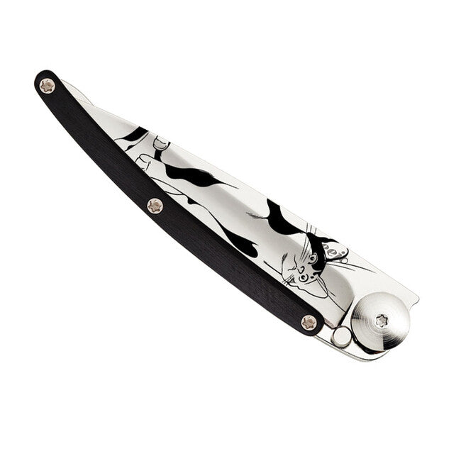 Deejo Tattoo schließmesser ebony wood cat