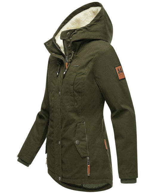 Marikoo Bikoo damen Winterjacke mit Kapuze, oliv