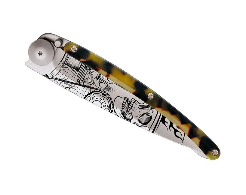 Deejo Tattoo Turtle Klappmesser, grey titan dark turtle ride or die