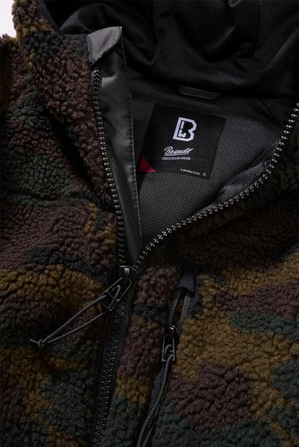 Brandit Teddyfleecejacke mit Kapuze, woodland