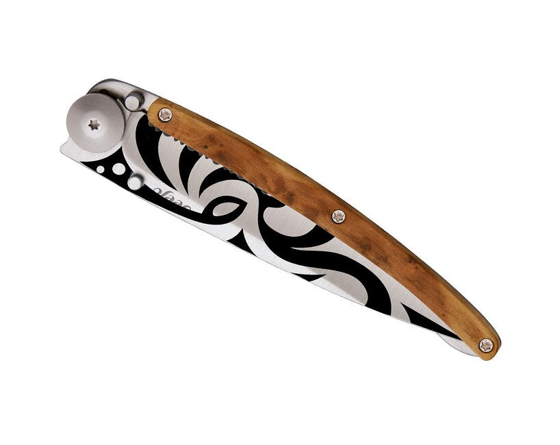 Deejo Serration Klappmesser Wacholder Tribal