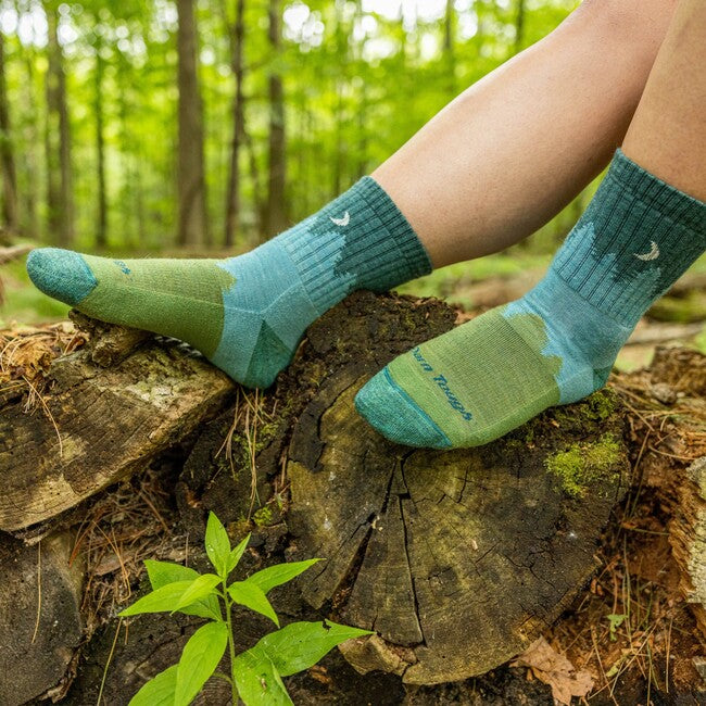 Darn Tough Treeline Micro Crew socken medium light mit kissen, aqua