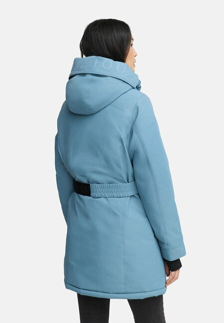 Navahoo FROSTKUSS 14 damen Winterparka mit abnehmbarer Kapuze und Gürtel, powder blue