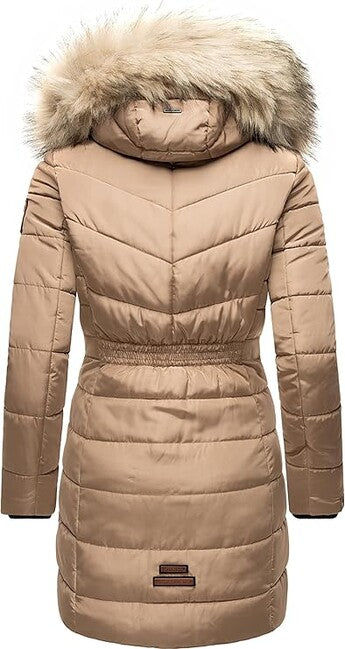 Navahoo Paula damen Winterparka mit Kapuze taupe grau