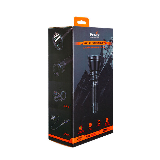 Fenix HT18R Jagdtaschenlampe, AER-05 Kabelschalter und ALG-18 Waffenmontagesatz