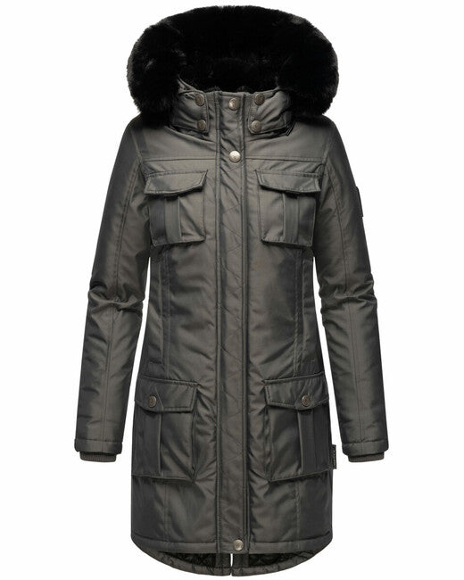 Navahoo Tiniis damen Winterjacke mit Kapuze, anthrazit
