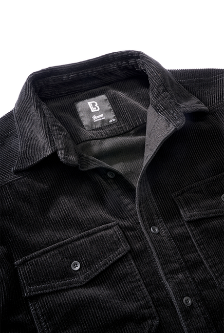 Brandit Corduroy Classic langarmhemd, schwarz