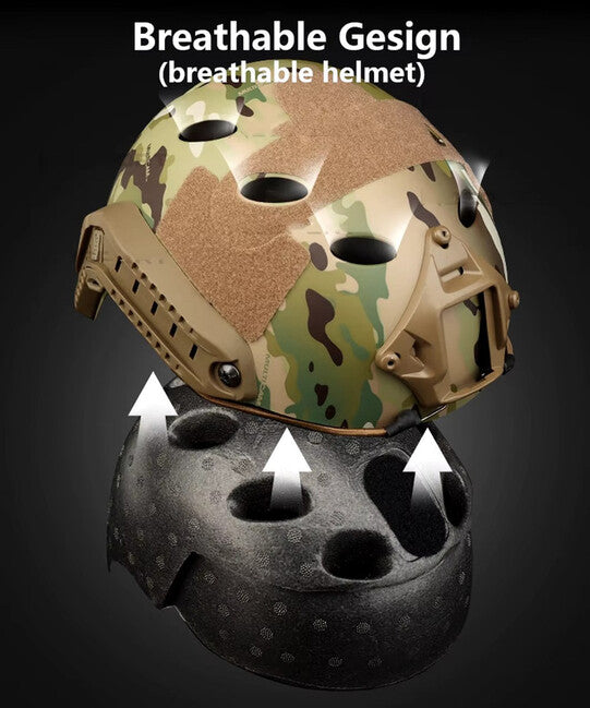 DRAGOWA Tactical Fast PJ Tactical Helmet with Bolt Goggles, Digital Desert