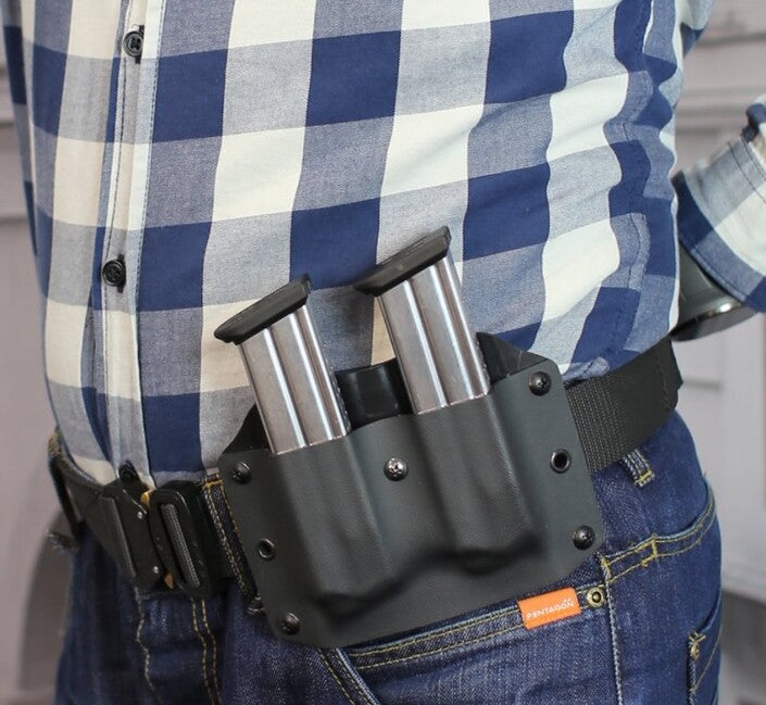 Falco Kydex F902 2021 Vertical Holster for Two Glock 17 Magazines, Black, Left