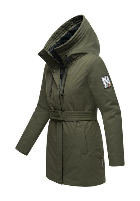 Navahoo Eishauch damen Winterparka mit Kapuze dunkeloliv