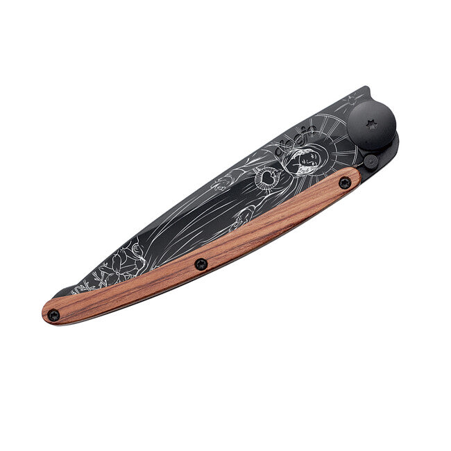 Deejo Schließmesser Black Tattoo Coralwood Madonna