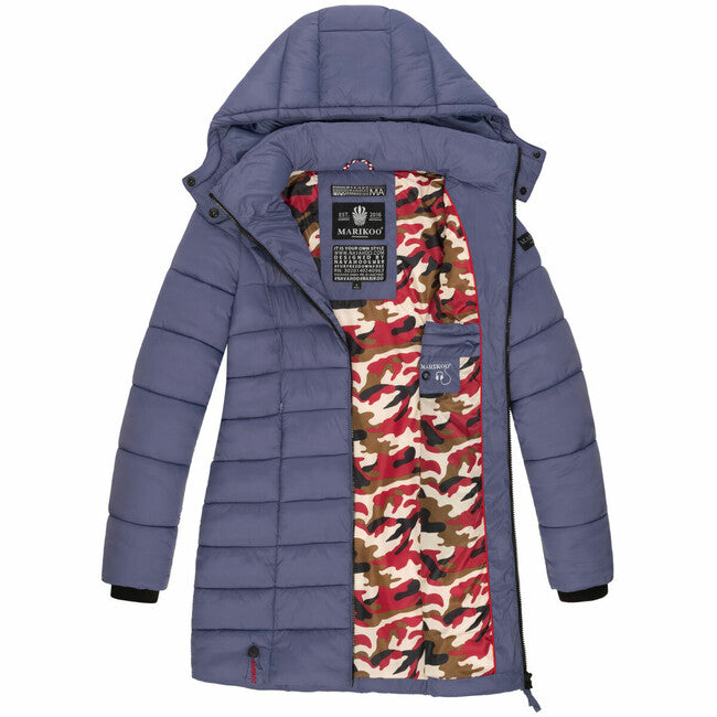 Marikoo Abendsternchen damen steppmantel mit kapuze, blauviolett