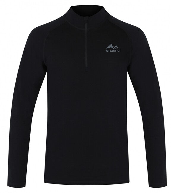 HUSKY Merow Zip herren thermo-shirt mit reißverschluss, schwarz