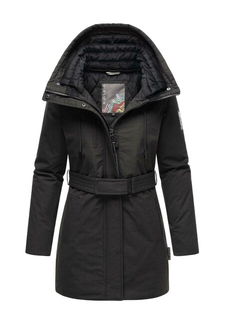 Navahoo Eishauch damen Winterparka mit Kapuze, schwarz
