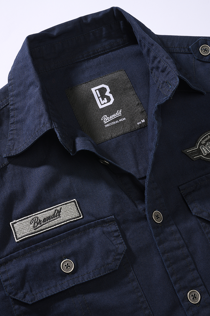 Brandit Luis Vintage langarmhemd, marineblau