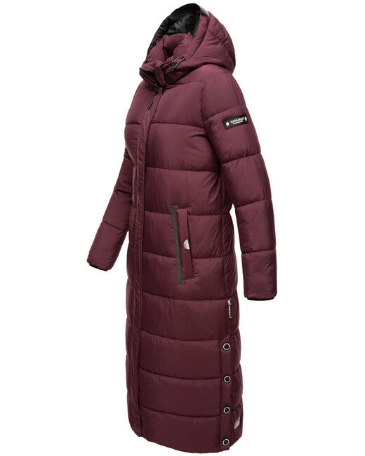 Navahoo Isalie damen lange Winterjacke mit Kapuze, wein