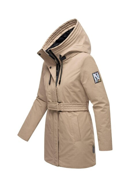Navahoo Eishauch damen Winterparka mit Kapuze, taupe grau