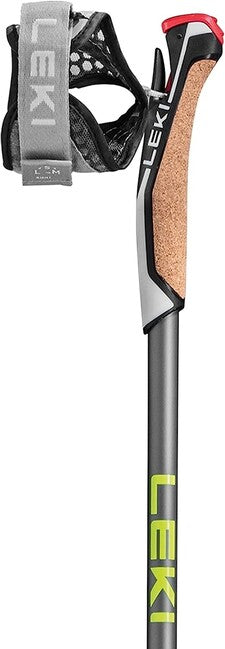 LEKI Traveller Alu Nordic Walking Stöcke, schwarz-silber-grau-neongelb, 90 - 130 cm