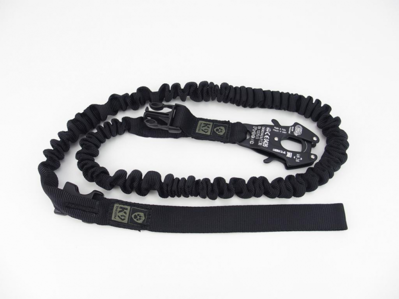 K9 Thorn leine mit Schalldämpfer und Kong-Frog-Karabiner, schwarz, XL