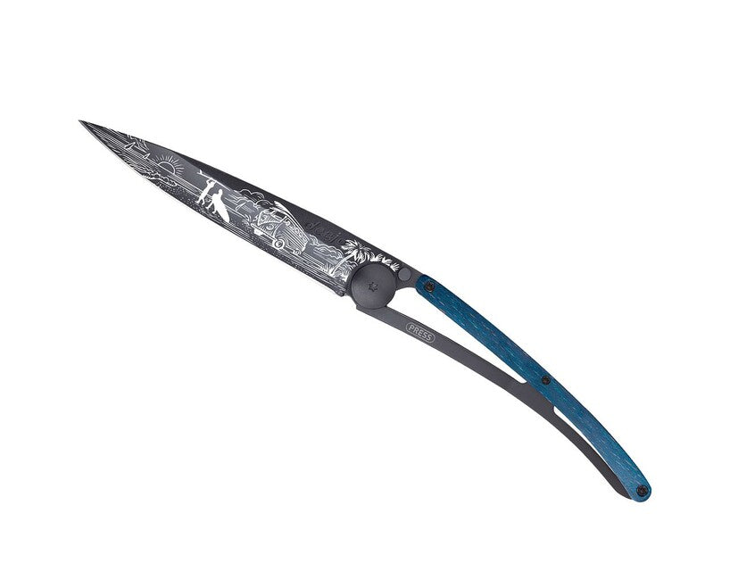 Deejo Klappmesser Tattoo Schwarz Blau Buche Van Life
