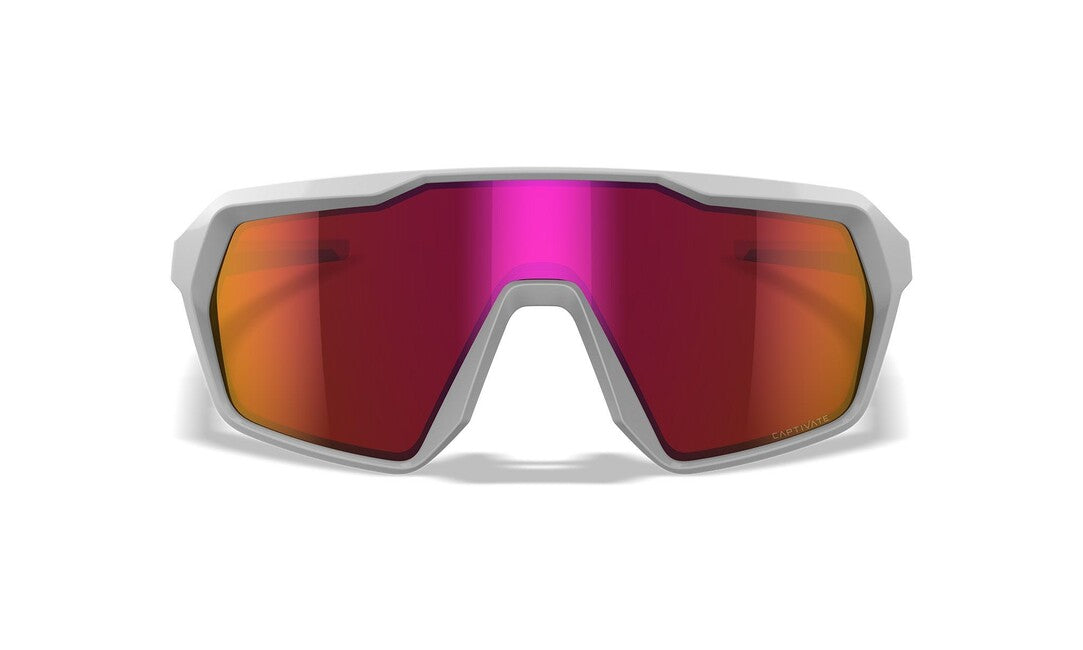 Wiley X Citadel Sunglasses, Captivate Red Mirror/Polished White